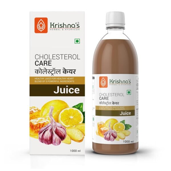 KRISHNA'S HERBAL & AYURVEDA Cholesterol Care Juice - 1000 Ml | Contains Honey With Apple Cider Ginger Garlic, Sugar Free, Helps In Digestion, Made In India