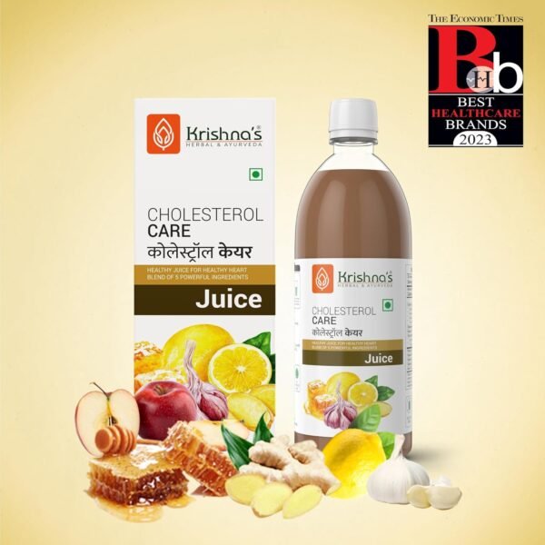 KRISHNA'S HERBAL & AYURVEDA Cholesterol Care Juice - 1000 Ml | Contains Honey With Apple Cider Ginger Garlic, Sugar Free, Helps In Digestion, Made In India