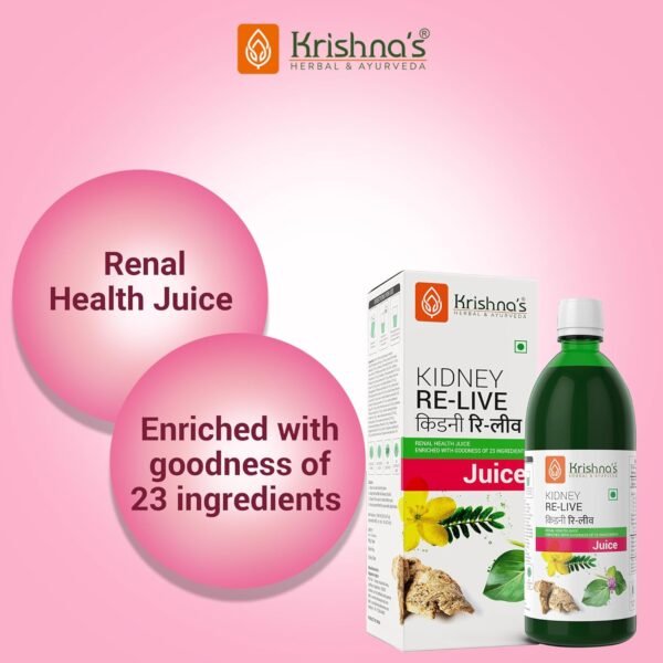 KRISHNA'S HERBAL & AYURVEDA Kidney Re-Live Juice – 1000 ml | Ayurvedic Kidney Detox & Blood Purifier
