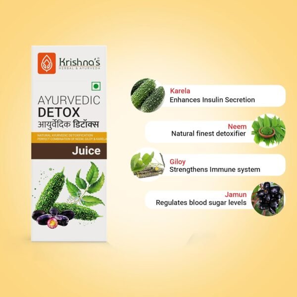 KRISHNA'S HERBAL & AYURVEDA Ayurvedic Detox Juice – 1000 ml | Natural Body Cleanser with Giloy, Karela, Jamun & Neem