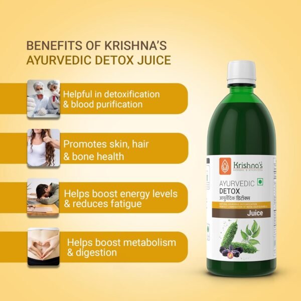 KRISHNA'S HERBAL & AYURVEDA Ayurvedic Detox Juice – 1000 ml | Natural Body Cleanser with Giloy, Karela, Jamun & Neem