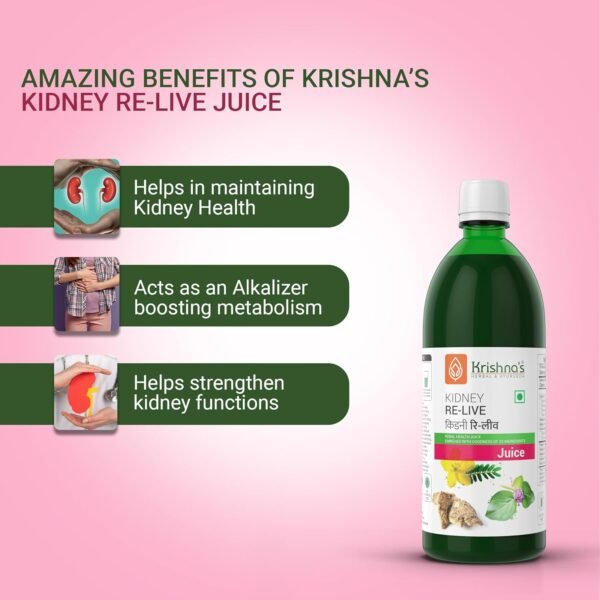 KRISHNA'S HERBAL & AYURVEDA Kidney Re-Live Juice – 1000 ml | Ayurvedic Kidney Detox & Blood Purifier