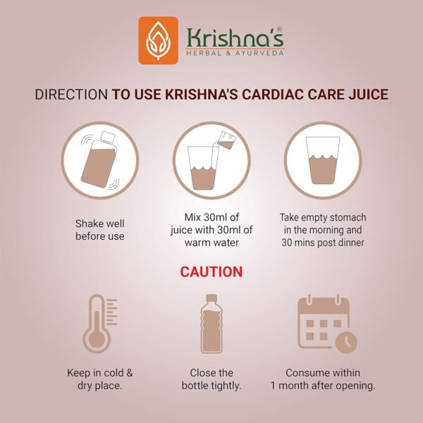Krishna's Cardiac Care Juice – 500 ml | Ayurvedic Heart Health Support with Arjuna Chaal, Amla & Kutki