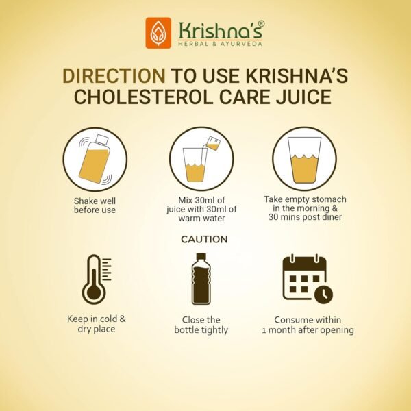 KRISHNA'S HERBAL & AYURVEDA Cholesterol Care Juice - 1000 Ml | Contains Honey With Apple Cider Ginger Garlic, Sugar Free, Helps In Digestion, Made In India