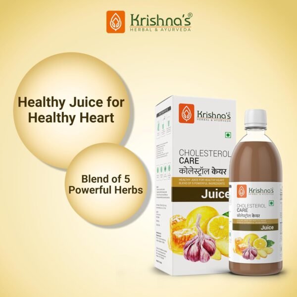 KRISHNA'S HERBAL & AYURVEDA Cholesterol Care Juice - 1000 Ml | Contains Honey With Apple Cider Ginger Garlic, Sugar Free, Helps In Digestion, Made In India