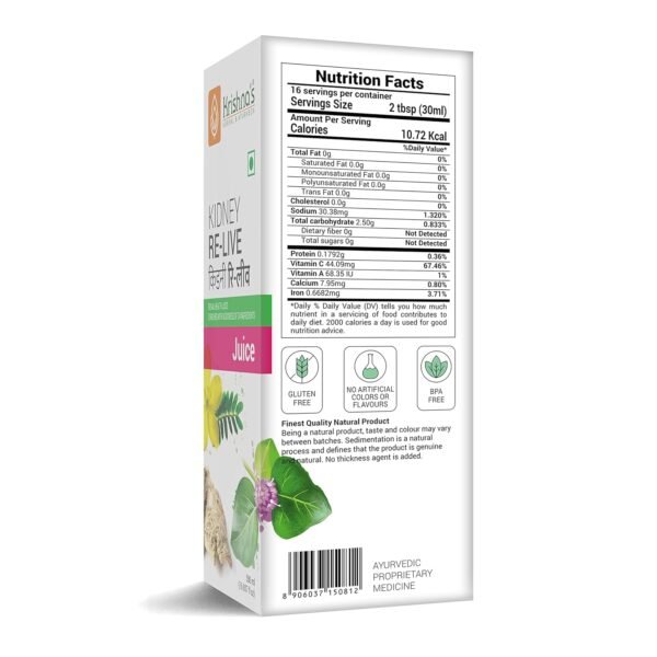 KRISHNA'S HERBAL & AYURVEDA Kidney Re-Live Juice – 1000 ml | Ayurvedic Kidney Detox & Blood Purifier