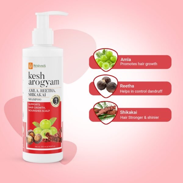 Krishna’s Kesharogyam Reetha Shikakai Amla Shampoo – Natural Hair Cleanser for Stronger, Shinier Hair