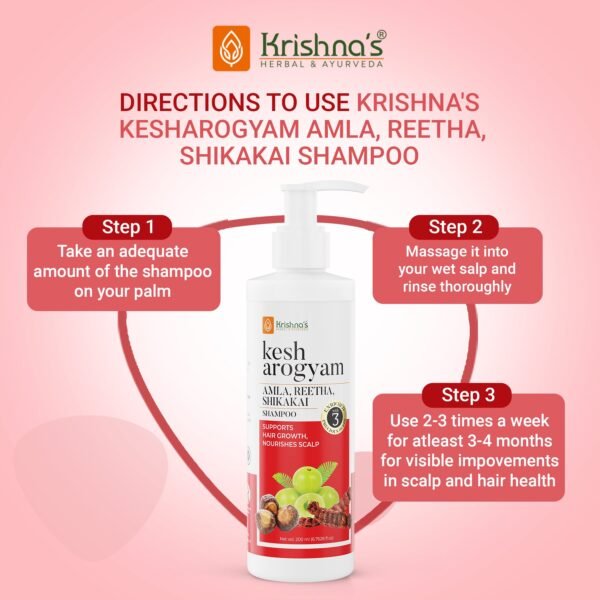Krishna’s Kesharogyam Reetha Shikakai Amla Shampoo – Natural Hair Cleanser for Stronger, Shinier Hair