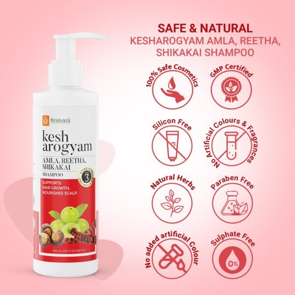 Krishna’s Kesharogyam Reetha Shikakai Amla Shampoo – Natural Hair Cleanser for Stronger, Shinier Hair