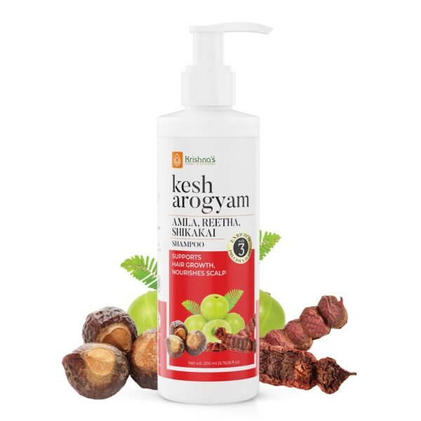 Krishna’s Kesharogyam Reetha Shikakai Amla Shampoo – Natural Hair Cleanser for Stronger, Shinier Hair